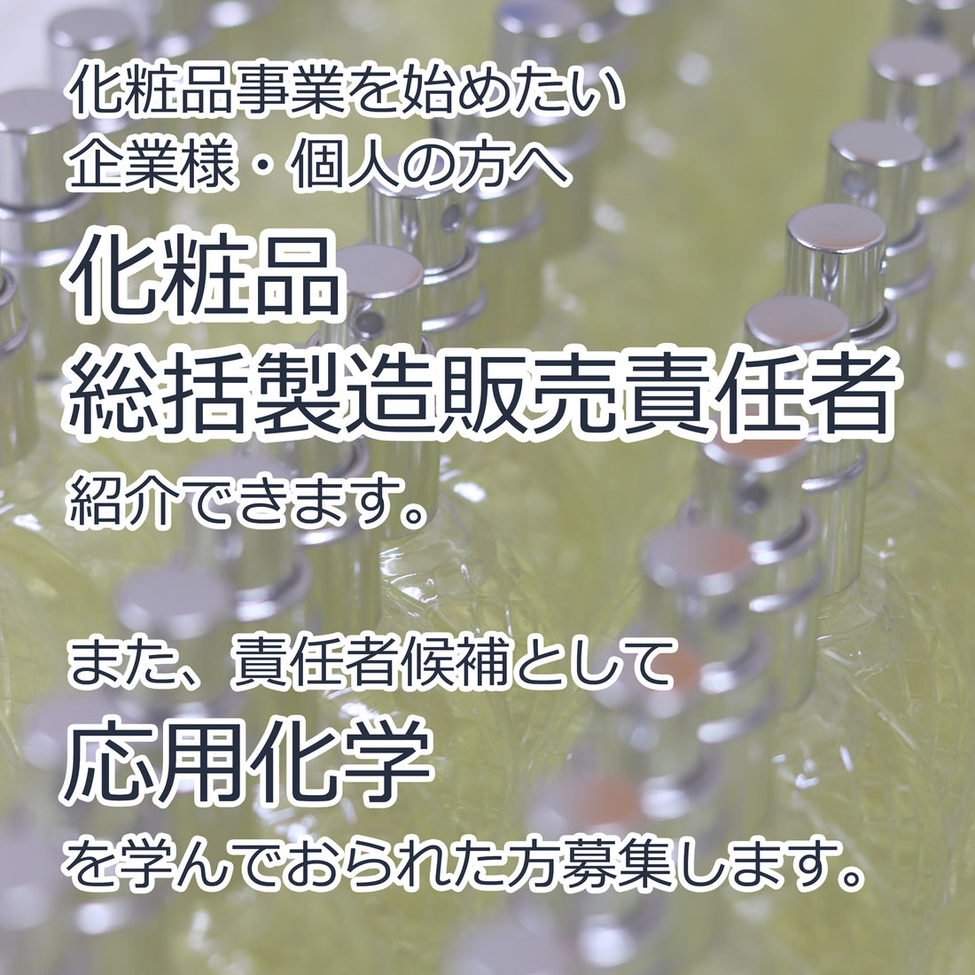 化粧品総括製造販売責任者を紹介できます。