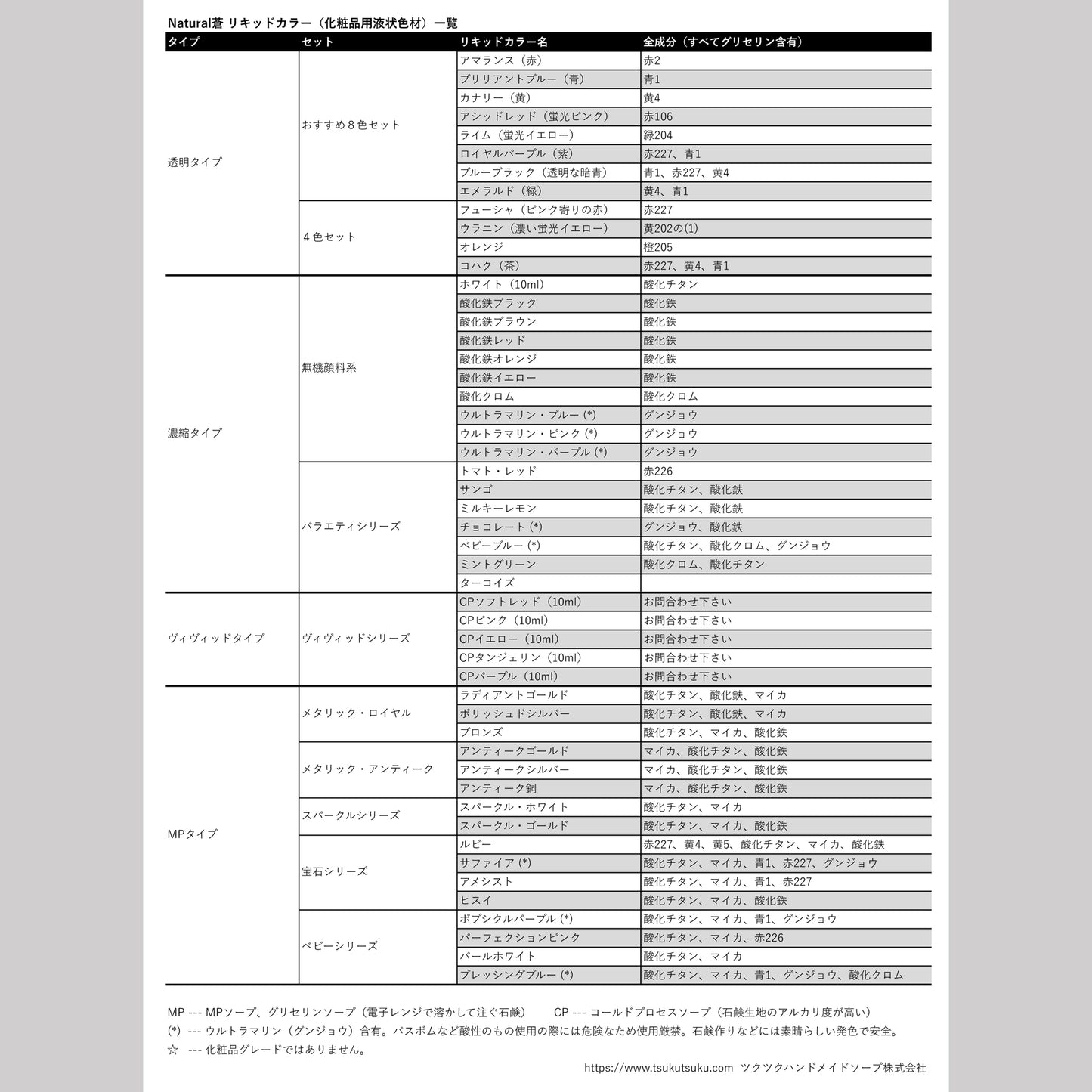 リキッドカラー各種セット